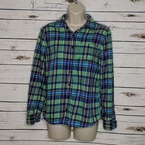 Aeropostale "boyfriend" Flannel Green Blue Medium